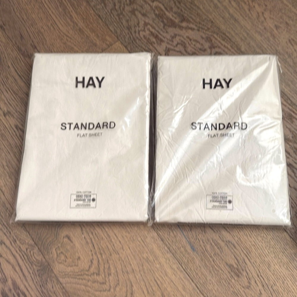 Brand new 2 Hay standard flat sheets, Twin, light grey